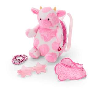 Pink Spotted Cow Backpack & Accessory Set for 18-inch Dolls