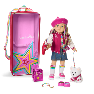 Truly Me™ 18-inch Doll #110. Accessories. Puppy & Doll Carrier